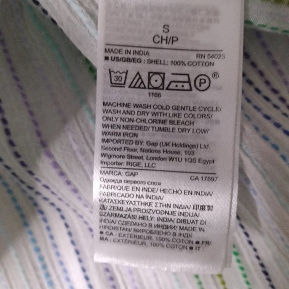 GAP White Multi Color Stitching Bell Sleeve Top - Picture 6 of 11